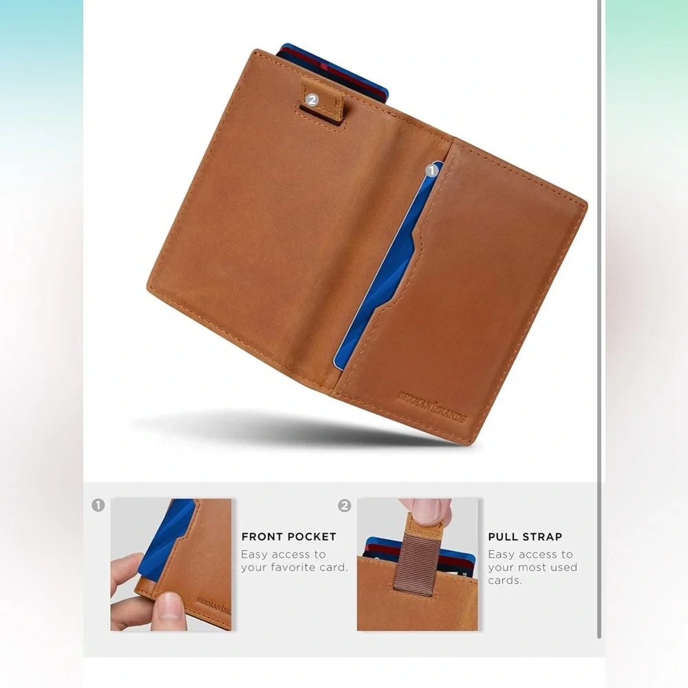 SERMAN BRANDS-‎ Wallets for Men Slim Mens leather RFID Blocking Minimalist Card